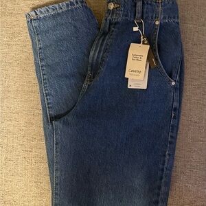Mango Slouchy High Waist Cropped Jeans